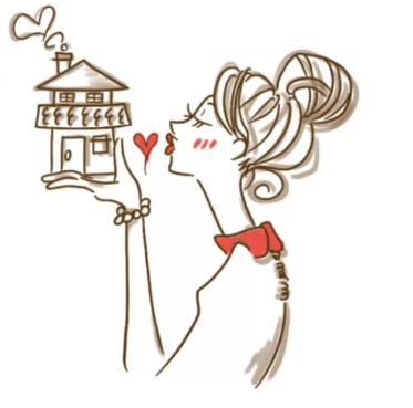 手のひらに小さなサロンをのせた女性の手描きイラスト